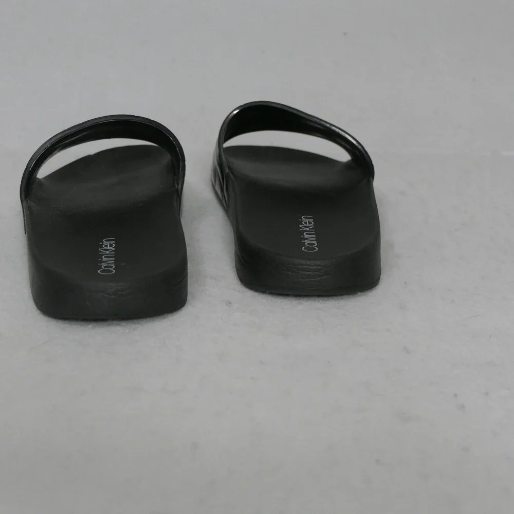 Calvin Klein Womens Slides 8M Black Quilted Pool Designer Athleisure‎